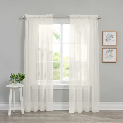 Vista 18 de BrylaneHome BH Studio - Paneles de gasa transparente con bolsillo para barra, juego de 2 a 120 pulgadas de ancho y 63 pulgadas de largo, hojas
