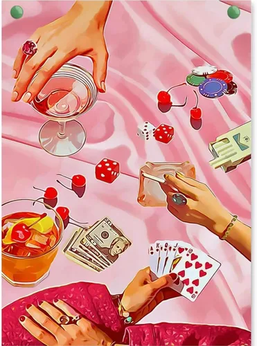 Vista 16 de KICHANG Juego de 4 piezas de pintura de diamante vintage rosa para adultos, kits de arte de diamantes 5D, diamantes redondos de taladro completo