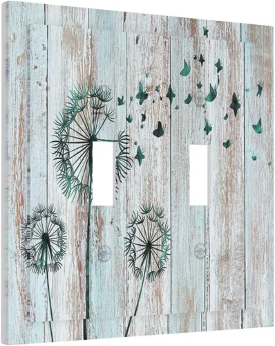 Vista 25 de Cubiertas Decorativas para Placas de Interruptor Diente de León Azul Rústico Citas Inspiradoras Casa de Campo Tablón de Madera Gris 1 Gang Cubierta
