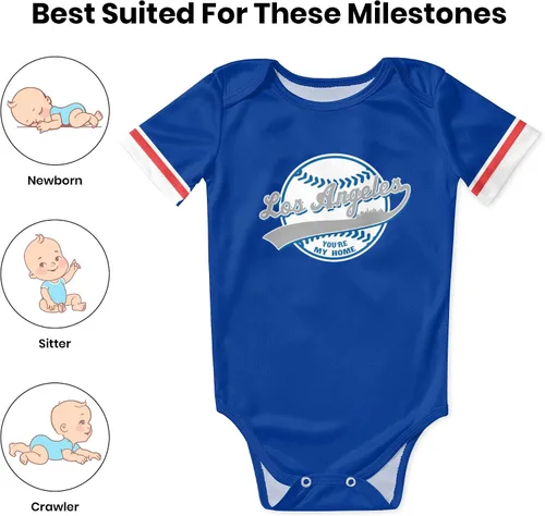 Vista 6 de Body de ciudad para bebé, niño, niña, diseño de regalo para fanáticos del béisbol, diseño de tu propio nombre y número, Los Angeles