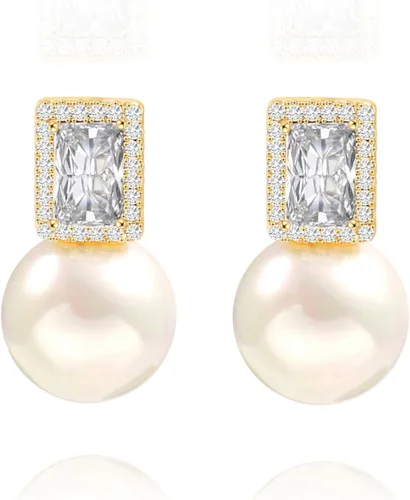 Vista 20 de Aretes colgantes de plata de ley 925 seleccionados a mano AAA+ de 7.5 a 0.315 in con perlas cultivadas de agua dulce blancas para mujer