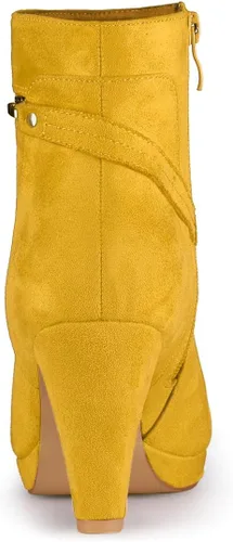 Vista 3 de Allegra K Botas de tacón medio con punta redonda para mujer