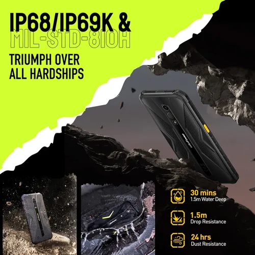Vista 3 de Ulefone Armor X12 Pro - Teléfono inteligente resistente, teléfonos impermeables desbloqueados, Octa-core Android 15, 8 GB+64 GB, Dual SIM Global 4G