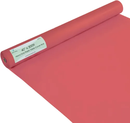 Vista 8 de Rollo de plástico para cubierta de mesa color verde manzana, 40 pulgadas x 100 pies, rollo de plástico resistente para cubierta de mesa de banquetes