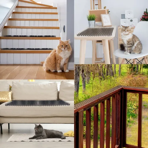 Vista 5 de Ley's Paquete de 10 alfombrillas para gatos de 16 x 13 pulgadas, disuasorio de excavación para perros, disuasorios para gatos con picos