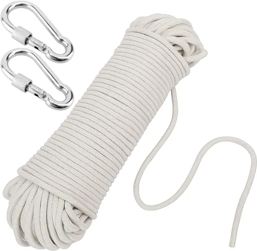 Vista 8 de KEILEOHO Cuerda de algodón natural de 1/4 de pulgada, 164 pies de longitud, cuerda blanca para manualidades, hilo de tejer, cuerda resistente