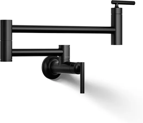 Vista 19 de KOHLER 35744-BL - Grifos de cocina de llenado de ollas de montaje en pared estilo tradicional, color negro mate