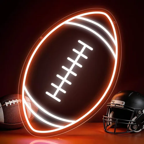 Vista 12 de Letrero de neón de fútbol, letreros de neón LED de fútbol para decoración de pared, luz de fútbol regulable alimentada por USB con interruptor