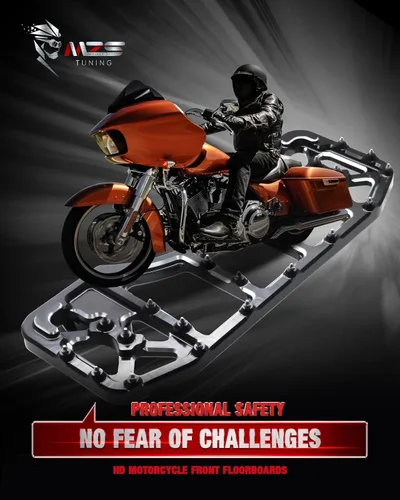 Vista 7 de MZS Plataformas de motocicleta para pasajero y conductor, estribos anchos, pedales estirados, color negro, compatibles con Dyna FLD/Electra Road