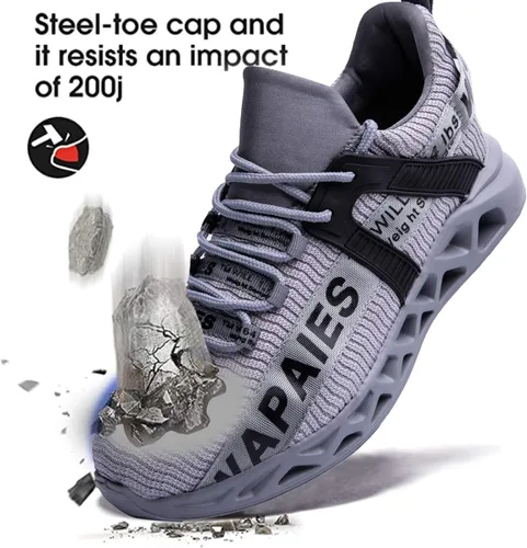 Vista 2 de Super Lightweight Safety Shoes Proof Resistant Work Shoe for Industrial and Construction Steel Toe Shoes for Men and Women.