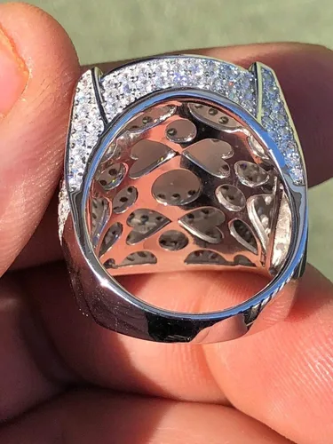 Vista 5 de Anillo masónico de plata 925 para hombre con diseño masónico, tamaños 7-13, anillo de hip hop helado, Metal, Zirconia cúbica