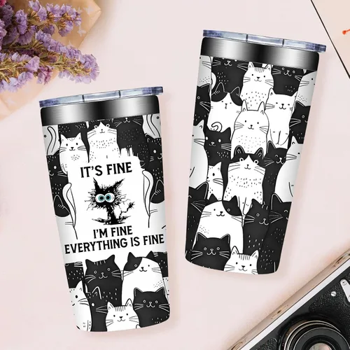 Vista 6 de Grifarny Regalos para Amantes de Gatos para Mujeres - Regalo de Navidad, Cumpleaños para Amantes de Gatos - Regalos para Gatos Negros - Está Bien