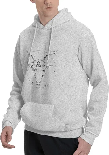 Vista 4 de Mens Athletic Hoodie Baphomet-Satanic-Goat-Head Gym Long Sleeve Hooded Sweatshirt Pullover With Pocket