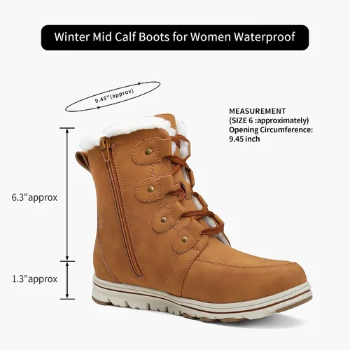 Vista 3 de Vepose Botines de nieve para mujer, impermeables, cortavientos, cálidos, para invierno