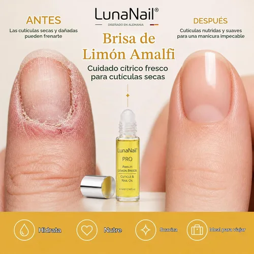 Vista 2 de Aceite de cutícula, aceite de uñas enrollable con vitamina E y jojoba, hidratante para cutículas secas, vegano (brisa de limón amalfi)