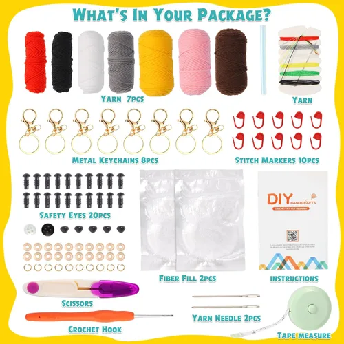 Vista 2 de GOZATO Kit de ganchillo para principiantes, kit de animales de ganchillo con tutoriales en video paso a paso, kit de ganchillo fácil