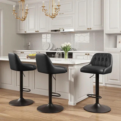 Vista 20 de MALOL Bar Stools Set of 1, Swivel Bar Chairs, Modern Adjustable PU Leather Upholstered Barstools Counter Height with Tufted Back for Bar, Kitchen