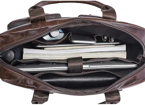 Vista 3 de Ztimi Men's Briefcase Leather Tote Bag Business Travel Laptop Bag Leather Shoulder Messenger Bag