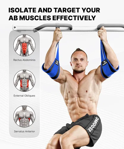 Vista 7 de DMoose Fitness Correas colgantes para abdominales para barra de dominadas y entrenamiento de fuerza central, correas de ejercicio acolchadas suaves