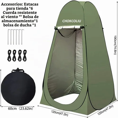 Vista 4 de Combo de tienda de ducha desplegable y bolsa de ducha solar de 20 L, refugio impermeable para privacidad para campamento con depósito de agua