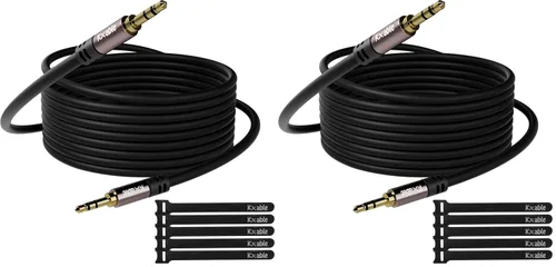 Vista 9 de Kxable - Cable de audio auxiliar estéreo de 3,5 mm (4 pies, paquete de 2), macho a macho, conectores chapados en oro, núcleo OFC, cable negro
