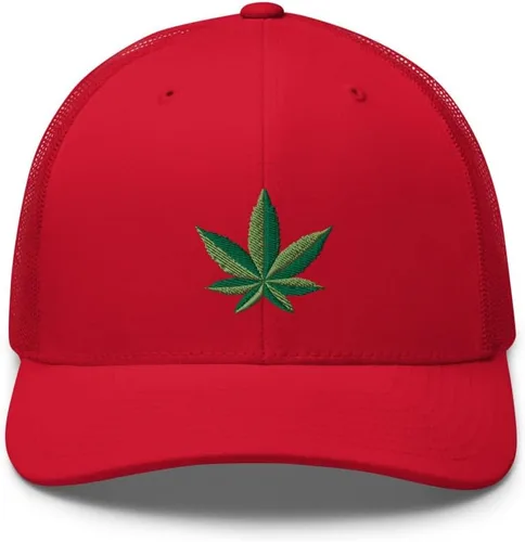 Vista 2 de Weed Trucker Hat Curvo Bill Mid Crown Marihuana Leaf Cannabis Gorra ajustable