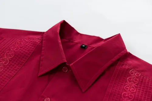 Vista 2 de MAXJON Camisas de guayabera para hombre, camisas cubanas de manga corta