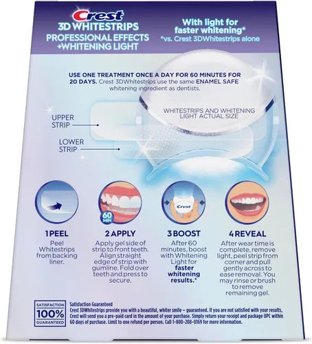 Vista 10 de Crest 3D Whitestrips Efectos Profesionales + Luz LED – Kit de blanqueamiento de dientes, 1 luz + 20 tratamientos, cada uno con 1 superior/1