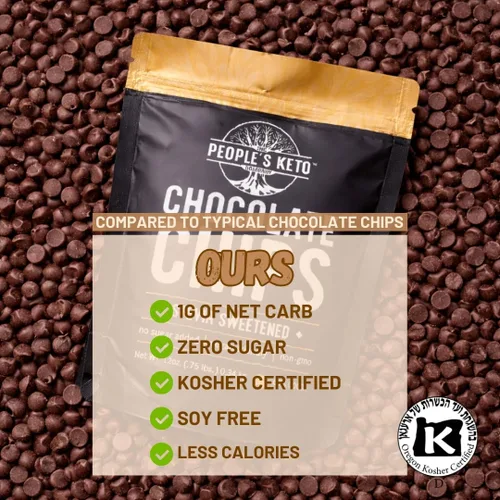 Vista 6 de Chips de chocolate grandes sin azúcar, endulzados con estevia, 12 onzas. Tamaño económico, sin OMG, vegano, keto, bajo en carbohidratos, 60% cacao