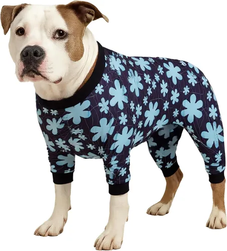 Vista 18 de LovinPet Mono grande para perros, camisas elásticas de algodón con estampado de animales, ropa completa para perros perfecta para evitar que lamen