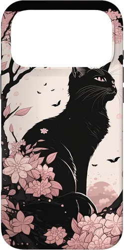 Vista 22 de Cute Pink Japanese Cherry Blossom Cat Aesthetic Case for iPhone 16