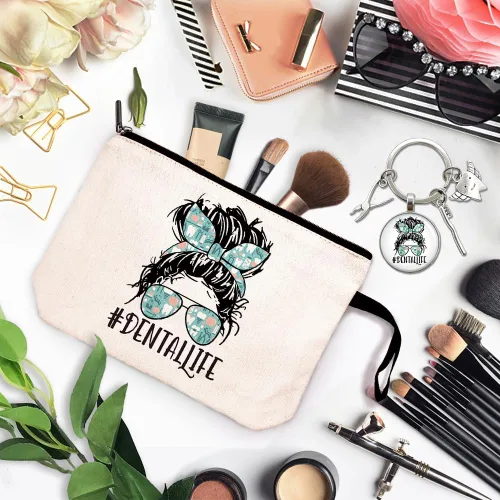 Vista 3 de ZHANTUONE Bolsa de cosméticos Dental Life - El mejor regalo de cumpleaños para dentistas, bolsa de maquillaje para higienista dental, regalo