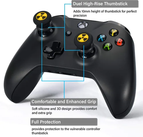 Vista 4 de 2 extensores de palanca de pulgar FPS y 4 fundas de agarre de silicona de goma para impresión para Xbox Series XS y Xbox One