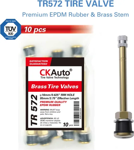 Vista 2 de CKAuto TR572 - Vástagos de válvula de camión comercial de latón 3 3/4" Eff. longitud, 10 piezas Cobre
