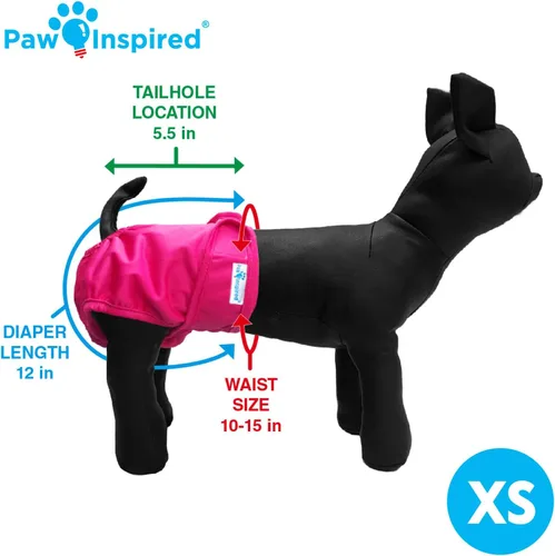 Vista 2 de Paw Inspired Pañales lavables para perros (paquete de 3) Pañales de tela reutilizables para perras pequeñas, medianas y grandes