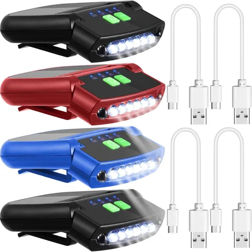 Vista 19 de Mudder Linterna LED con clip para gorra USB recargable, linterna impermeable ultra brillante para sombrero, linterna de cabeza para pesca