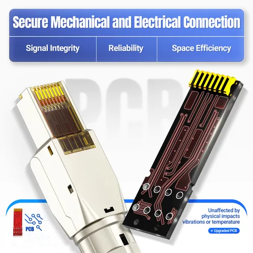 Vista 4 de AMPCOM STP CAT8 RJ45 Conector de aleación de zinc sin herramientas Ethernet Terminación de campo Enchufe modular -6