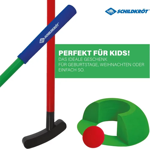 Vista 4 de Schildkröt-Funsports Mini golf, para niños, para interiores y exteriores, juego completo con 2 clubes, 1 agujero de pie y 2 pelotas, para 2