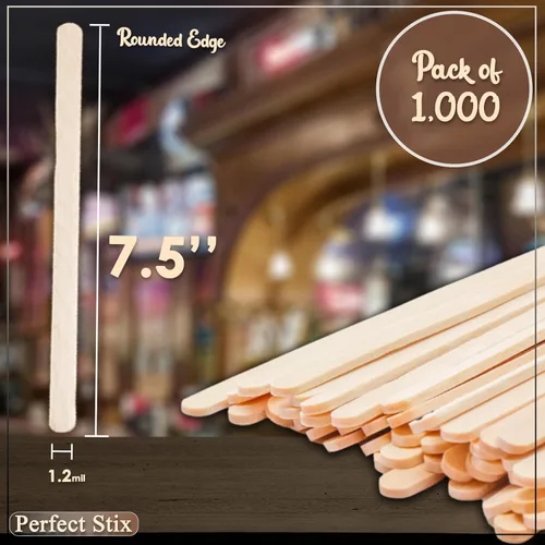 Vista 2 de Perfect Stix FS204 vara mezcladora de madera para café, 7 1/2" de largo, 1000