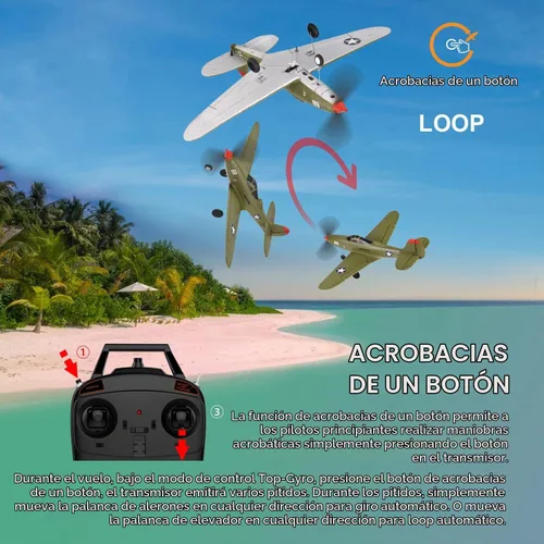 Vista 5 de Avión de control remoto RTF 4 canales RC Plane 402MM Wingspan Micro Scaled Warbird con una tecla acrobática aeronave de una tecla giro en U