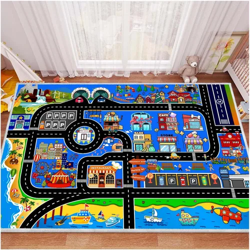 Vista 12 de Alfombra de coche para niños, alfombra de avión, alfombra de juego para autos de juguete, alfombra de pista de estacionamiento del aeropuerto