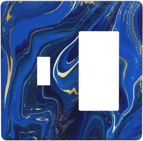 Vista 86 de Cubiertas de Tomacorrientes Mármol Azul Abstracto Textura de Purpurina Dorada 1 Gang Cubierta de Placa de Interruptor de Luz Dúplex Cubiertas