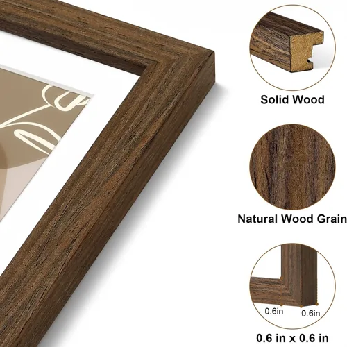 Vista 7 de Vittanly - Marco de fotos de 4 x 6 pulgadas de madera maciza con plexiglás, incluye paspartú de 3,5 x 5, para colgar en la pared o poner sobre una