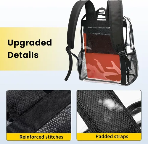Vista 6 de Vorspack Mochila transparente de PVC resistente con correa reforzada para el lugar de trabajo universitario