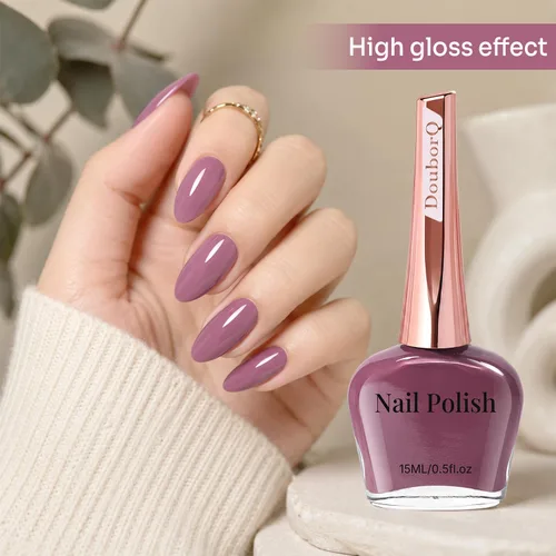 Vista 3 de DouborQ Esmalte de uñas de secado rápido de larga duración, malva Rojo Oscuro Rosa