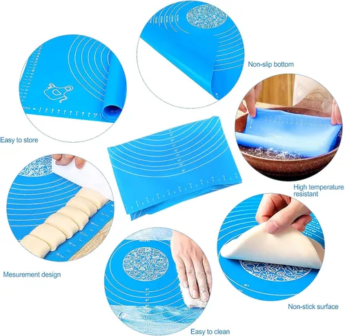 Vista 3 de Tapete de silicona para hornear de 27.6 x 19.7 pulgadas con medición, tapete antideslizante para repostería, tapete antiadherente para amasar masa