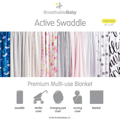 Vista 7 de BreathableBaby Paquete de 2 mantas y envolturas activas, narval y puntos dorados, tela ligera de alta calidad, 47 x 47 pulgadas, manta multiusos