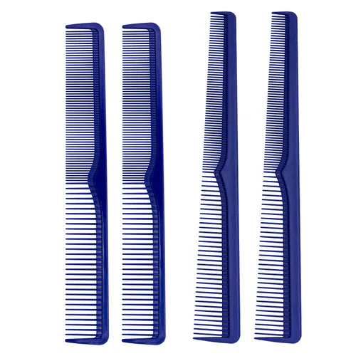 Vista 2 de JOHNNY B. Paquete de 4 peines profesionales de corte y peinado de carbono para peluqueros, uso en casa, color azul