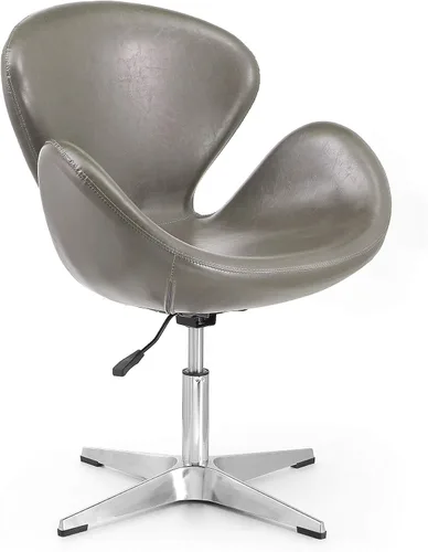 Vista 10 de Manhattan Comfort Raspberry - Silla giratoria ajustable con giro de 360°, base de cromo pulido, diseño retro moderno, asiento versátil ideal