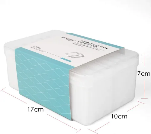 Vista 8 de Almohadillas de algodón removedor de maquillaje para maquillaje facial de ojos y eliminación de esmalte de uñas, esponja cuadrada de algodón, doble